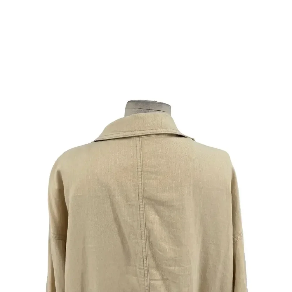 Anthropologie Pilcro Summer Blazer Jacket‎ Linen Cotton Taupe Tan Cream Size XL - Picture 11 of 14